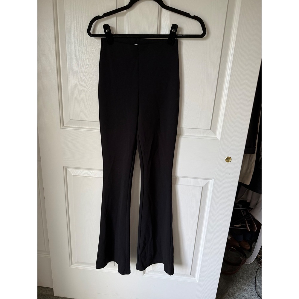 HM Black High Waisted Flare Leg Pants Stretch Bell Bottom Trousers Womens XS